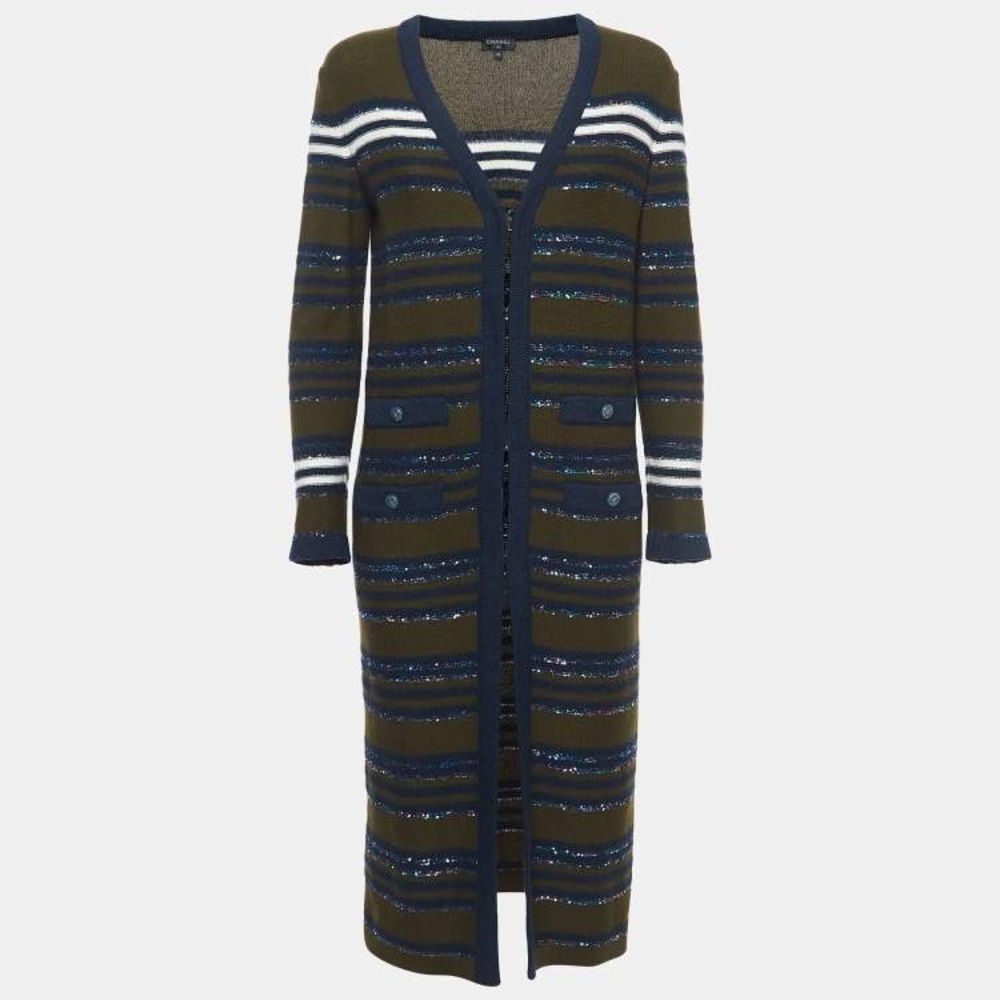 CHANEL  Multicolor Striped Cashmere Long Cardigan